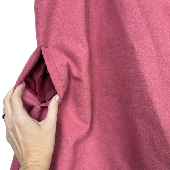 Valette Light Strawberry Red Felt Asymmetrical Side Zip Sleeveless Shift Dress - Picture 4 of 8